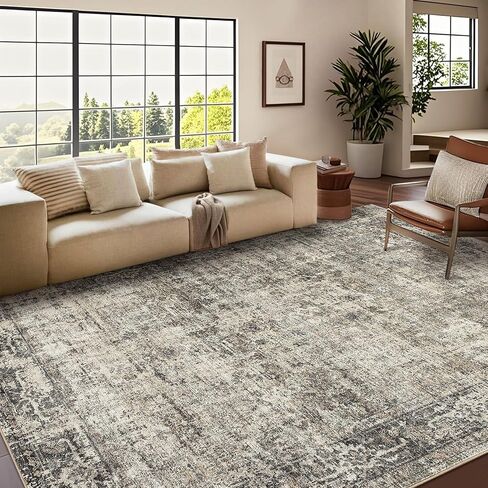 2x6 Runner Rug, Soft Vintage Washable Rug Runners for Hallways Non-Slip Kitchen Runner, Low Pile Boho Farmhouse Carpet Runners for Bedroom Laundry Kitchen, Olive/Brown in Kuwait