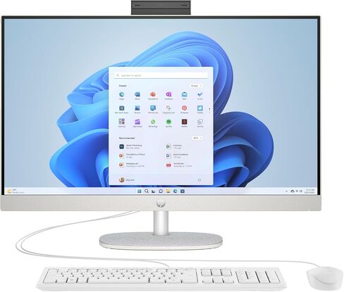 HP 2021 22 All in One Desktop, 22" FHD Display, Intel Celeron G5905T Processor, 16GB DDR4 Memory, 512GB PCIe NVMe M.2 SSD, Pop-up Webcam, DVD-RW, USB Wired Mouse & Keyboard, Windows 10 Home, White in Saudi Arabia