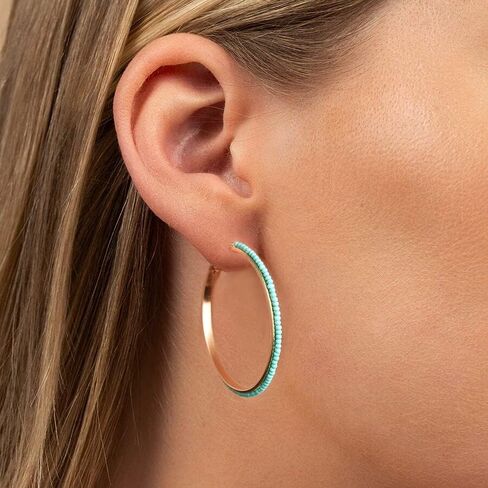Jinxiuge 6 Pair Beaded Hoop Earrings Boho Flower Round Earrings Women's Handmade Earrings Set in Saudi Arabia