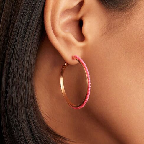 Jinxiuge 6 Pair Beaded Hoop Earrings Boho Flower Round Earrings Women's Handmade Earrings Set in Saudi Arabia