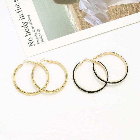 Jinxiuge 6 Pair Beaded Hoop Earrings Boho Flower Round Earrings Women's Handmade Earrings Set in Saudi Arabia