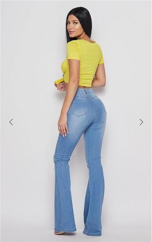 JC JQ High Weist stretcy flared bottom denim by hifashion.la in Kuwait