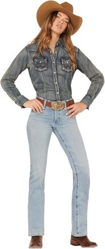 Wrangler Women's Light Wash Mid Rise Willow Diane Ultimate Riding Straight Jeans Blue in Saudi Arabia