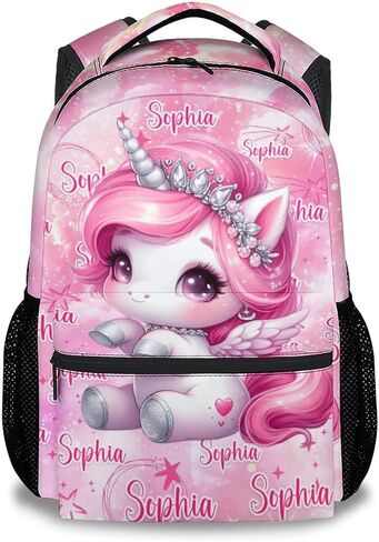 Personalized Backpack - Unicorn Backpack for Girls - Custom Kids School Bag with Name - 17 Inch Customized Toddler Bookbag for Preschool Elementary in Kuwait