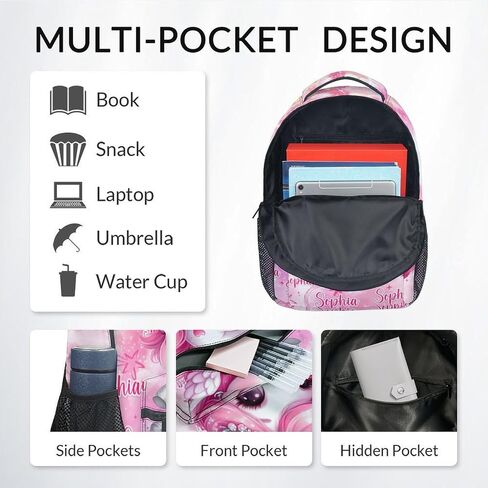 Personalized Backpack - Unicorn Backpack for Girls - Custom Kids School Bag with Name - 17 Inch Customized Toddler Bookbag for Preschool Elementary in Kuwait