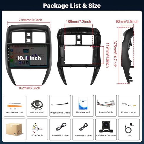 [2+ 64G] Sterroid 13 Car Stereo لـ Nissan Versa Sedan 2015-2019 مع Carplay و Android Auto ، 10.1 بوصة راديو شاشة تعمل باللمس مع رابط المرآة Bluetooth FM/RDS WiFi GPS+ كاميرا احتياطية in Saudi Arabia