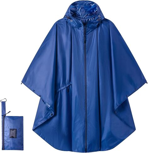 Hooded Rain Ponchos for Adult - Rain Coat and Rain Jacket with Waterproof Pocket and Zipper in Saudi Arabia