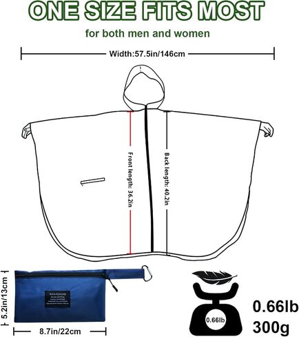 Hooded Rain Ponchos for Adult - Rain Coat and Rain Jacket with Waterproof Pocket and Zipper in Saudi Arabia