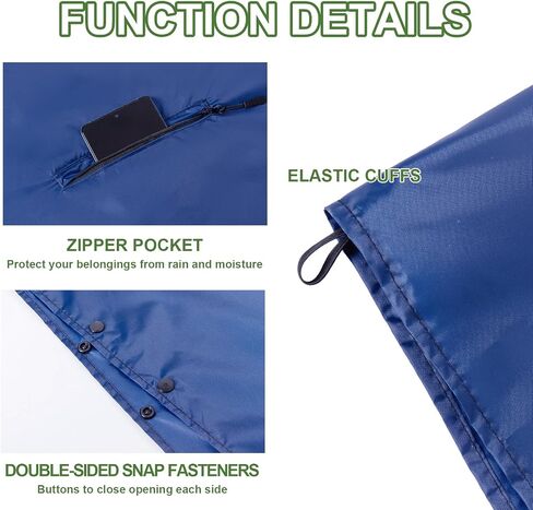 Hooded Rain Ponchos for Adult - Rain Coat and Rain Jacket with Waterproof Pocket and Zipper in Saudi Arabia