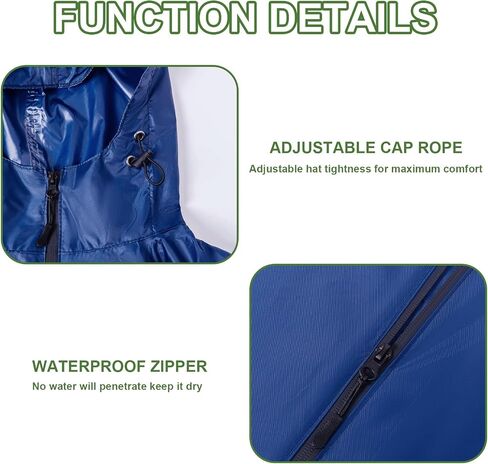 Hooded Rain Ponchos for Adult - Rain Coat and Rain Jacket with Waterproof Pocket and Zipper in Saudi Arabia