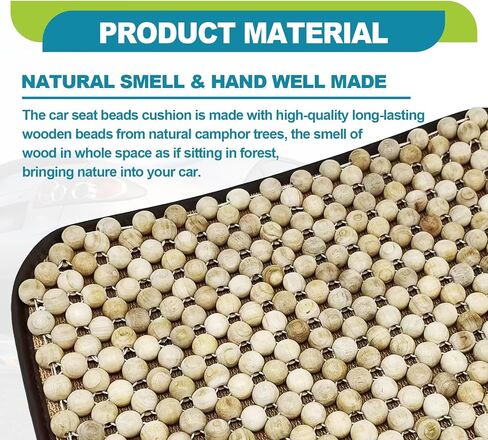 ​Four Seasons Natural Wood Beaded Car Seat Cushion, Auto Ventilated Breathable Seat Cushion, Seat Pad Mat Comfy Cool Massage Car Seat Cushion with Non-Slip pad for Truck, RV, Pickup in Saudi Arabia
