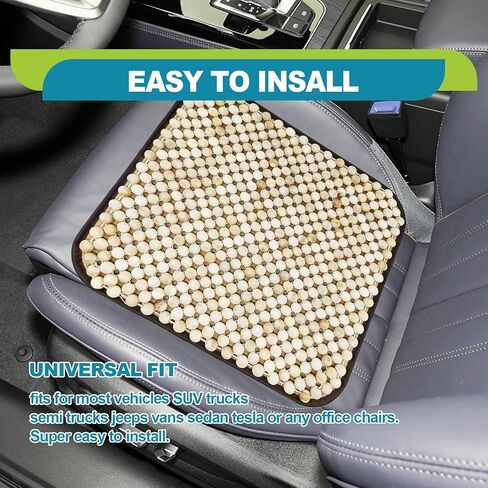 ​Four Seasons Natural Wood Beaded Car Seat Cushion, Auto Ventilated Breathable Seat Cushion, Seat Pad Mat Comfy Cool Massage Car Seat Cushion with Non-Slip pad for Truck, RV, Pickup in Saudi Arabia