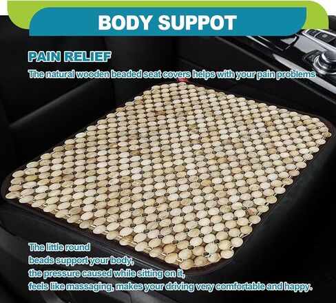 ​Four Seasons Natural Wood Beaded Car Seat Cushion, Auto Ventilated Breathable Seat Cushion, Seat Pad Mat Comfy Cool Massage Car Seat Cushion with Non-Slip pad for Truck, RV, Pickup in Saudi Arabia