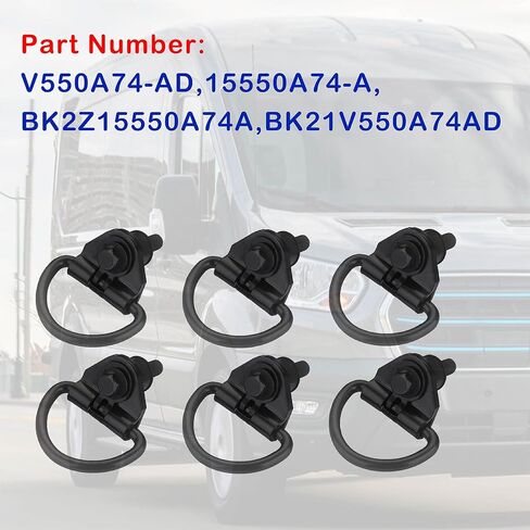 6PCS Rear Cargo Tie Down Hook Compatible with 2015-2023 Ford Transit 150 250 350 Cargo D Hooks Replace BK21V550A74AD,V550A74-AD in Kuwait