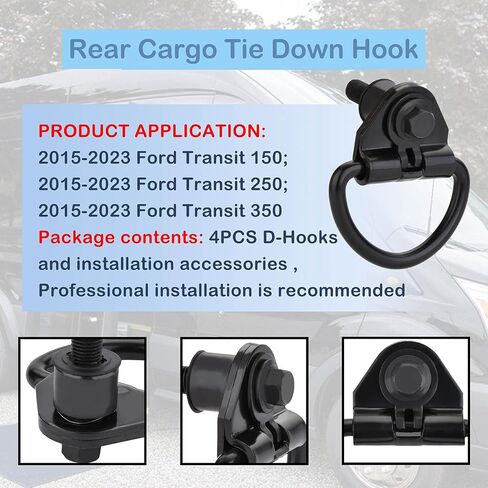 6PCS Rear Cargo Tie Down Hook Compatible with 2015-2023 Ford Transit 150 250 350 Cargo D Hooks Replace BK21V550A74AD,V550A74-AD in Kuwait