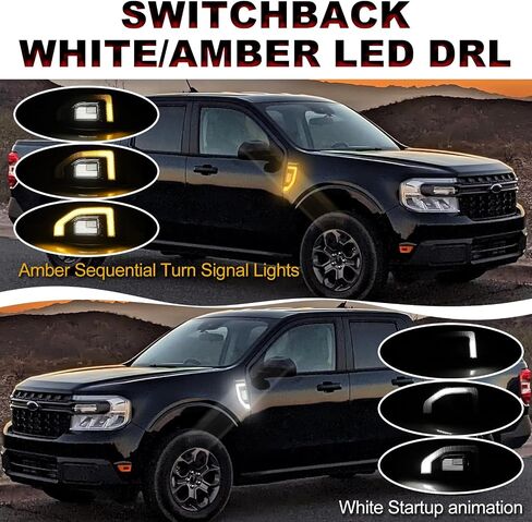 LED Fender Side Vents Lights for 2022-2025 Ford Maverick XL XLT Lariat Exterior Accessories with DRL,Turn Signal Fender Trim,1 Pair (Smoked Len Style) in Kuwait