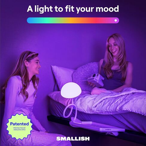 Shroommate Clip On Light and Bedside Table Lamp, Reading Light, Night Light for Kids Nursery, Clip on for Desk, Bed Headboard, Multicolor Changing LEDs Lights, Adapter Included (Black) in Saudi Arabia