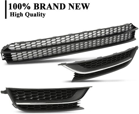 G-PLUS Front Bumper Lower Grille & Fog Light Bezel Compatible with Volkswagen Jetta Sedan 2011-2014 Black (NOT Fit any Wagon Models) 5C6853671RYP, 5C68536659B9, 5C68536669B9, VW1036120 Chrome Grill in Saudi Arabia