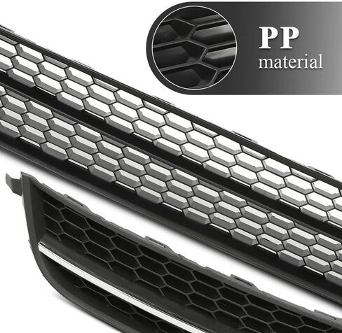 G-PLUS Front Bumper Lower Grille & Fog Light Bezel Compatible with Volkswagen Jetta Sedan 2011-2014 Black (NOT Fit any Wagon Models) 5C6853671RYP, 5C68536659B9, 5C68536669B9, VW1036120 Chrome Grill in Saudi Arabia