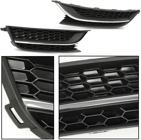 G-PLUS Front Bumper Lower Grille & Fog Light Bezel Compatible with Volkswagen Jetta Sedan 2011-2014 Black (NOT Fit any Wagon Models) 5C6853671RYP, 5C68536659B9, 5C68536669B9, VW1036120 Chrome Grill in Saudi Arabia