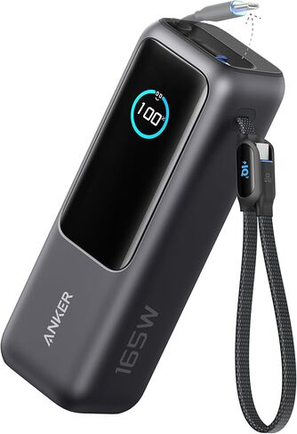 Anker Laptop Power Bank, 25,000mAh Portable Charger with Triple 100W USB-C Ports for Multi-Device Charging, Built-in and Retractable Cables, for iPhone 16/15 Series, MacBook, Samsung, and More in Kuwait