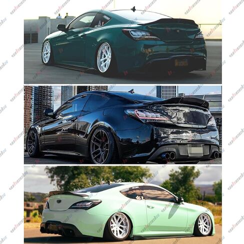 Rear Spoiler Compatible with 2010-2016 Genesis 2 Door Coupe, R Style Duckbill Trunk Exterior High Kick Tail Deck Lid Splitter Wing Lip (Glossy Forged Carbon Fiber Pattern) in Saudi Arabia