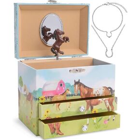 Jewelkeeper Horse Jewellery Storage Music Box & Little Girls Jewellery Set - 3 Horse Gifts for Girls, Musical Jewellery Box, Childrens Jewellery Box, Gifts for Kids in Kuwait