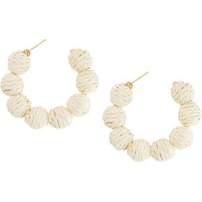 MINACHI Boho Raffia Open Hoop Earrings, Rattan Beaded Earrings, Vintage Bohemian Hippie Summer Statement Jewelry Gift for Women in Saudi Arabia
