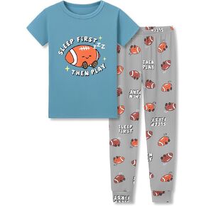 Tebbis Little Boys Pajamas-Soft Snug-Fit PJS Tee & Pants Sleepwear مجموعة لعبة البيسبول الصغيرة الممرات الحجم 4T-14 in Kuwait