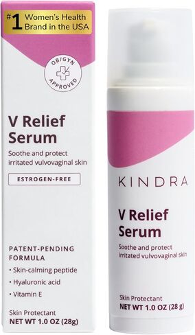 Kindra V Serum - Sensitive Skin Vaginal Vulva Moisturizer Cream Supports Dryness, Burning, Discomfort, Itching - Hormone Free - Up to 60 Applications in Saudi Arabia