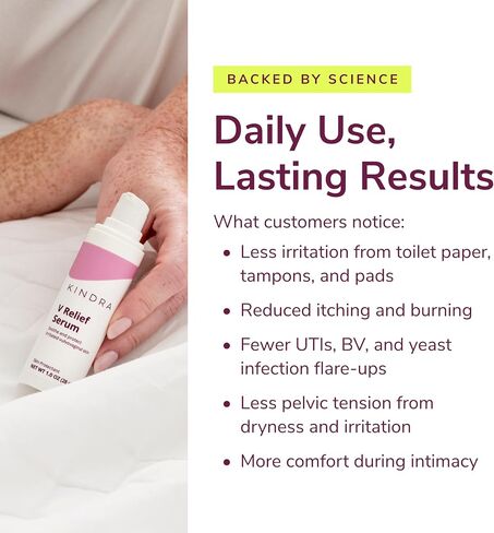 Kindra V Serum - Sensitive Skin Vaginal Vulva Moisturizer Cream Supports Dryness, Burning, Discomfort, Itching - Hormone Free - Up to 60 Applications in Saudi Arabia