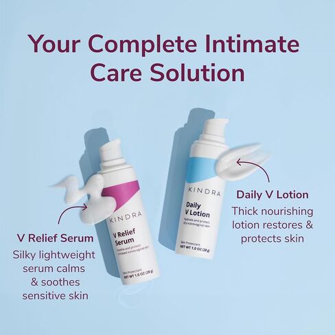 Kindra V Serum - Sensitive Skin Vaginal Vulva Moisturizer Cream Supports Dryness, Burning, Discomfort, Itching - Hormone Free - Up to 60 Applications in Saudi Arabia