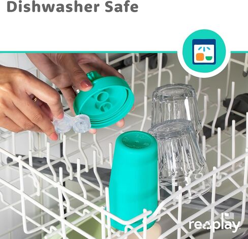 Re-Play Spill-Proof Sippy Cups for Toddlers - Kids Reusable 10 Oz Set of 4, Dishwasher & Microwave Safe, Made in USA, True Blue in Saudi Arabia