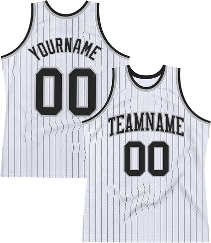 Custom Name Team Name Number White Black Pinstripe Black-Orange Authentic Basketball Jersey, Personalized Basketball Jersey in Saudi Arabia