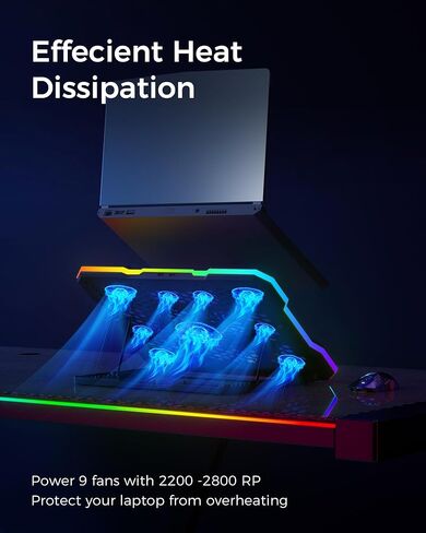 ChillCore RGB Gaming Laptop Cooling Pad with 5.5" Turbo Fan, Rapid Cooling for 15.6-19.3" Laptops, Variable Speed Control, 7 Adjustable Heights - K1 5V RGB in Saudi Arabia
