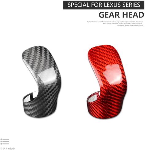 Real Carbon Fiber Gear Shift Knob Trim Cover for Lexus ES(2015-2017) RX(2016-2020) GS(2016-2017) is(2013-2017) NX(2014-2020) RC(2014-2019) Lexus Accessories (Back-RED) in Saudi Arabia