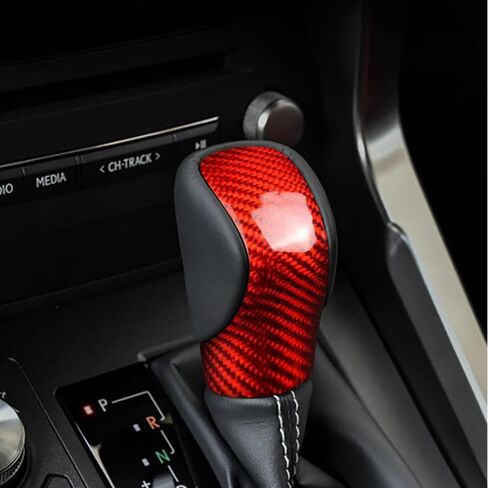 Real Carbon Fiber Gear Shift Knob Trim Cover for Lexus ES(2015-2017) RX(2016-2020) GS(2016-2017) is(2013-2017) NX(2014-2020) RC(2014-2019) Lexus Accessories (Back-RED) in Saudi Arabia