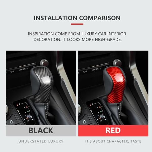 Real Carbon Fiber Gear Shift Knob Trim Cover for Lexus ES(2015-2017) RX(2016-2020) GS(2016-2017) is(2013-2017) NX(2014-2020) RC(2014-2019) Lexus Accessories (Back-RED) in Saudi Arabia