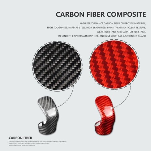 Real Carbon Fiber Gear Shift Knob Trim Cover for Lexus ES(2015-2017) RX(2016-2020) GS(2016-2017) is(2013-2017) NX(2014-2020) RC(2014-2019) Lexus Accessories (Back-RED) in Saudi Arabia