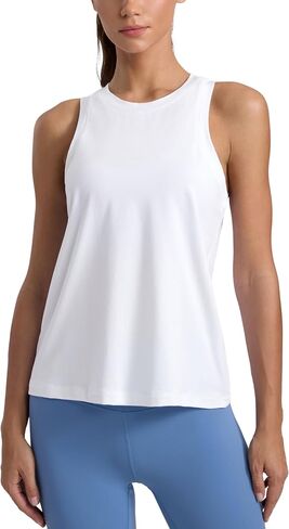 CRZ Yoga تمرينات Racerback دبابة للنساء الرياضية عالية الطاقم الرقبة قمم تنفس القمصان غير الرسمية القمصان الصالة الرياضية بلا أكمام in Saudi Arabia
