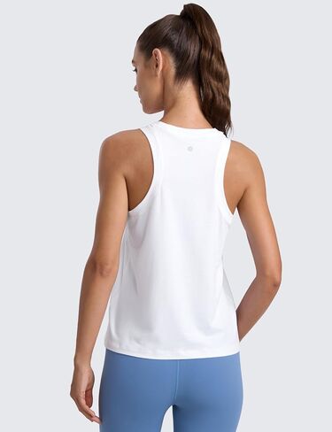 CRZ Yoga تمرينات Racerback دبابة للنساء الرياضية عالية الطاقم الرقبة قمم تنفس القمصان غير الرسمية القمصان الصالة الرياضية بلا أكمام in Saudi Arabia