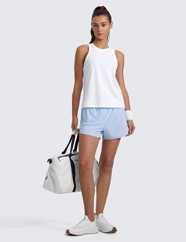 CRZ Yoga تمرينات Racerback دبابة للنساء الرياضية عالية الطاقم الرقبة قمم تنفس القمصان غير الرسمية القمصان الصالة الرياضية بلا أكمام in Saudi Arabia