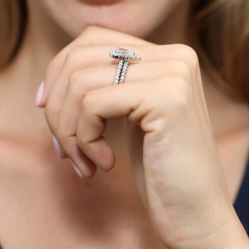Berricle Sterling Silver Halo Compling Rings Cut Pear Cut Zirconia CZ Ring للنساء ، مطلي روديوم in Saudi Arabia