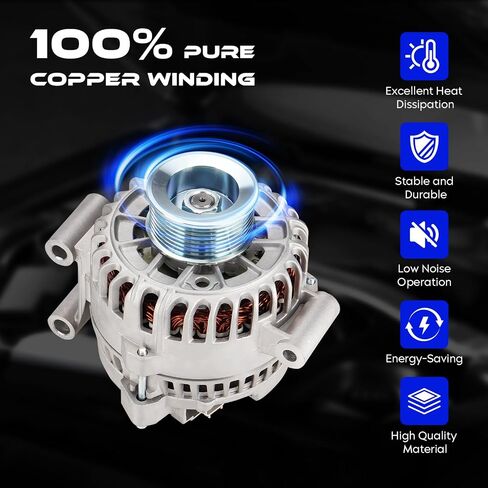 Alternator New Compatible with 2005-2007 F250 F350 F450 F550 Super Duty V8 6.0 6.0L Diesel, 12V, CW, 135Amp, IR/IF, Replace for 5C3T-10300-BA, 5C3Z-10346-BA, 6C3T-10300-BA in Saudi Arabia