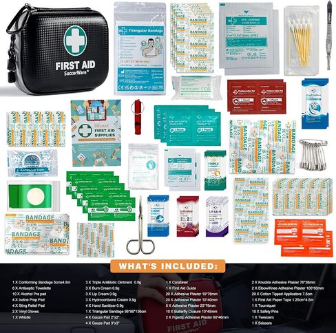 150 Pieces Mini First Aid Kit - Small Medical Kit with Hard Shell - Emergency First Aid Kit for Car, Travel, Home, Outdoor, Office, Camping, Hiking (Red) in Saudi Arabia