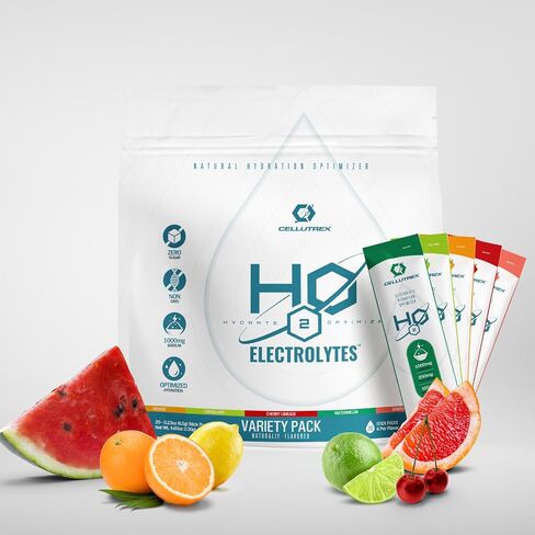 CellUtrex® H2O بالكهرباء-حزمة متنوعة-حزم ترطيب ملح ملح السكر ، مسحوق الإلكتروليت الخالي من الإضافات ، غير المعدلة وراثيًا للتشغيل ، الصيام والمزيد ، 20 عصيًا سهلة المفتوحة in Saudi Arabia