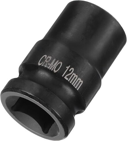 HARFINGTON 4 Point Square Socket 1/2" Drive 12mm Metric Square Impact Socket CR-MO Blackening Standard Wheel Sockets Pneumatic Socket Tool for Auto Repair Mechanical Maintenance Home Use in Saudi Arabia