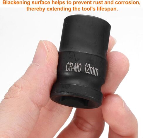 HARFINGTON 4 Point Square Socket 1/2" Drive 12mm Metric Square Impact Socket CR-MO Blackening Standard Wheel Sockets Pneumatic Socket Tool for Auto Repair Mechanical Maintenance Home Use in Saudi Arabia