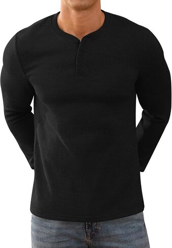 NITAGUT Men's Henley Shirts Long Sleeve Button T-Shirt Fashion Casual Pullover Shirt in Saudi Arabia
