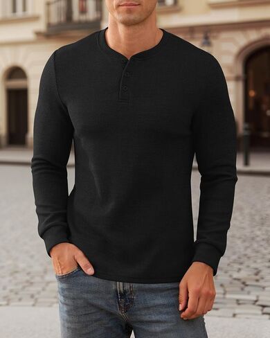 NITAGUT Men's Henley Shirts Long Sleeve Button T-Shirt Fashion Casual Pullover Shirt in Saudi Arabia
